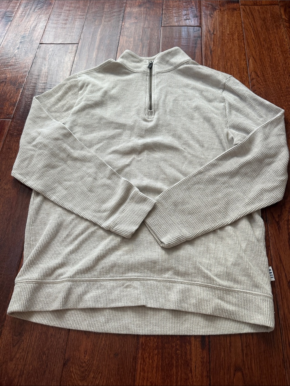 Men's Quarter-Zip Ribbed Sweater Pullover - Light Beige